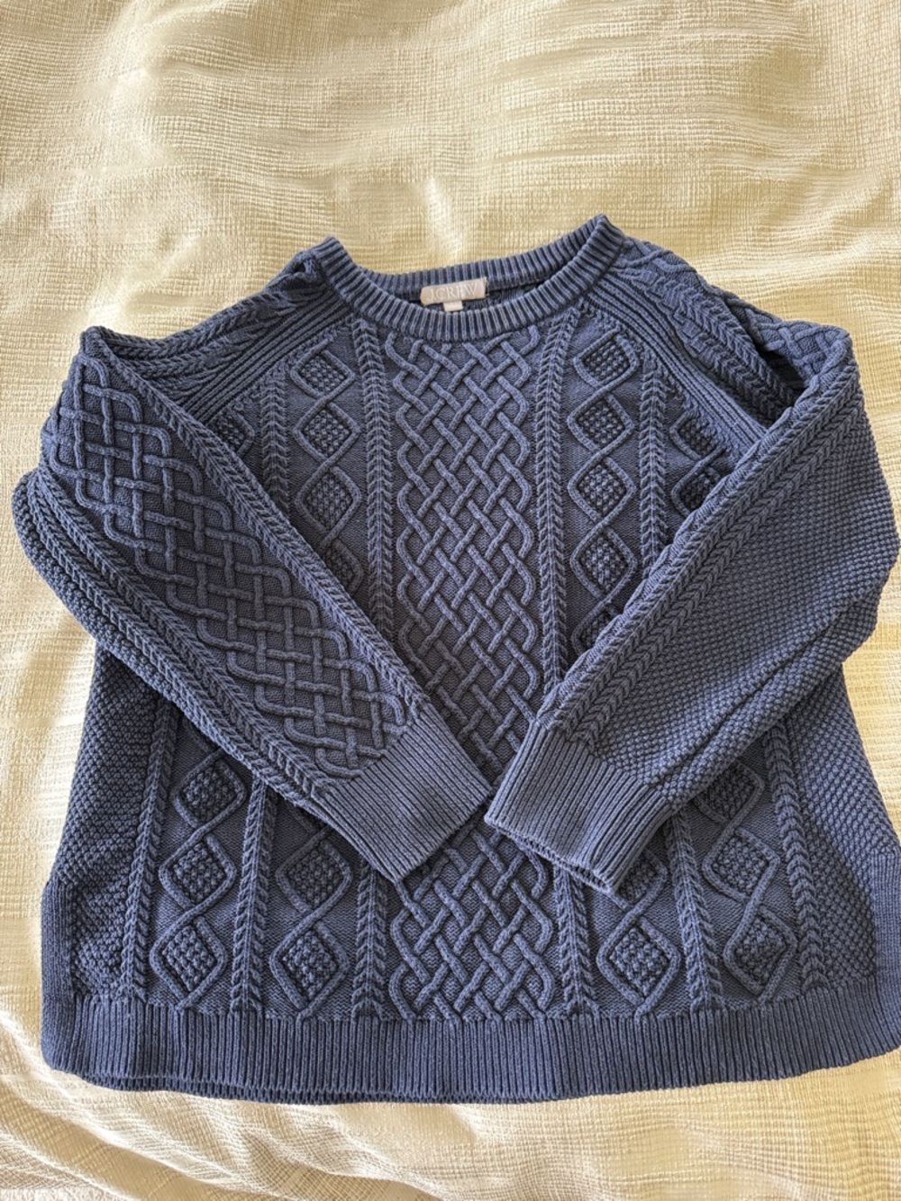 J. Crew ladies Cable Knit Crewneck Sweater - Navy Blue
